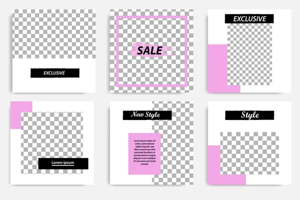 Redigerbara Fyrkantig Abstrakta Geometriska Banner Mall För Sociala Medier Inlägg — Stock vektor