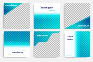 Altı set modern dalga sıvı arka plan degrade mavi ile şablon, mor, promosyon için turuncu derece renk. Sosyal medya sonrası, hikayeler, hikaye, İnternet Web afiş, Flyer, poster ve broşür için.