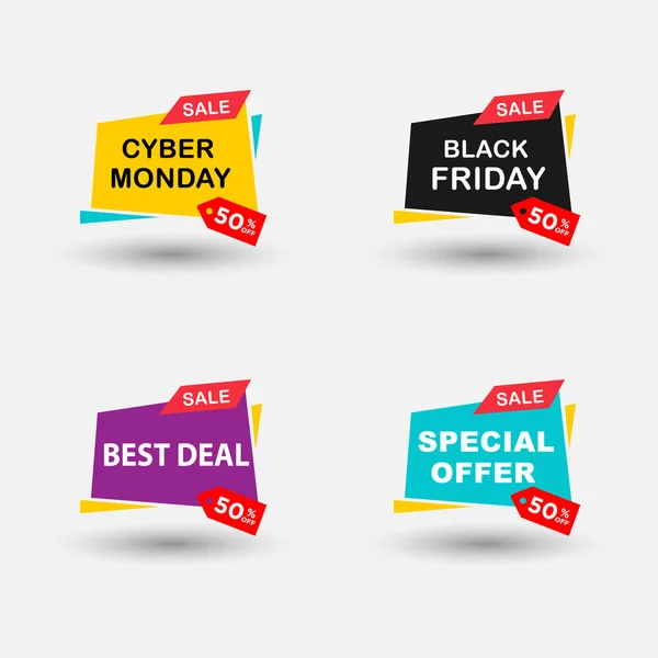 Black Friday Und Cyber Monday Vektor Origami Ribbon Sale Banner — Stockvektor