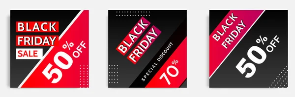 Drei Set Von Black Friday Verkauf Quadratischen Banner Vorlagen Mit — Stockvektor