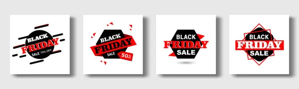 Set Black Friday Social Media Sale Banner Minimal Modern Geometric — Stock Vector