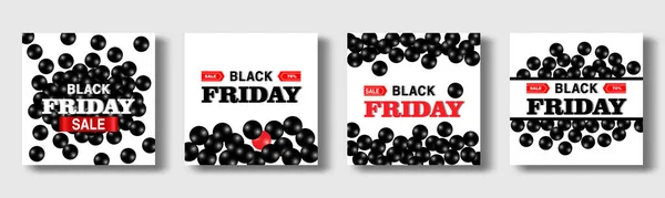 Set Black Friday Social Media Sale Banner Minimal Modern Geometric — Stock Vector