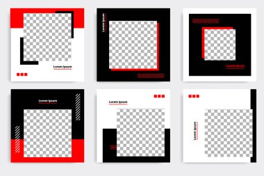 Siyah beyaz çerçeve renginde minimum tasarım arka plan vektör illüstrasyonu. Sosyal medya paylaşımı, hikayeler, hikaye, el ilanı için düzenlenebilir kare modern geometrik şekil afişi şablonu.