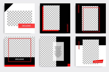 Siyah beyaz çerçeve renginde minimum tasarım arka plan vektör illüstrasyonu. Sosyal medya paylaşımı, hikayeler, hikaye, el ilanı için düzenlenebilir kare modern geometrik şekil afişi şablonu.