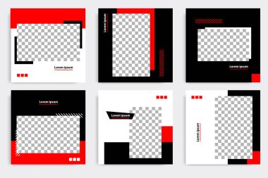 Siyah beyaz çerçeve renginde minimum tasarım arka plan vektör illüstrasyonu. Sosyal medya paylaşımı, hikayeler, hikaye, el ilanı için düzenlenebilir kare modern geometrik şekil afişi şablonu.