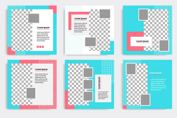 ピンク 白のフレームカラーでソーシャルメディアの投稿のための編集可能な正方形の幾何学的バナーテンプレート 最小限のデザインレイアウト背景ベクトルイラスト — ストックベクタ