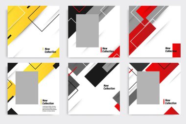 Modern gradyan şekil arkaplan renginde çok amaçlı kare pankart paketi. Sosyal medya tanıtım reklamları, broşür, poster, takvim, ürün kataloğu vs. için elverişli