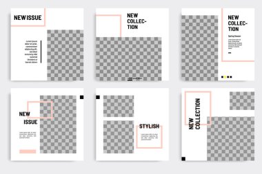 Siyah şeftali beyazı çerçeve renginde minimal tasarım arka plan vektör çizimi. Sosyal medya paylaşımı, hikayeler, hikaye, broşür, kitap dergisi için düzenlenebilir kare geometrik şekil afişi