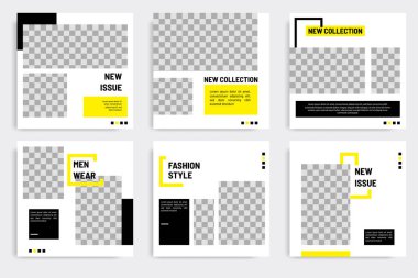 Sarı renk temalı asgari kare pankart. Sosyal medya paylaşımı için düzenlenebilir geometrik afiş şablonu, hikayeler, hikaye, el ilanı.