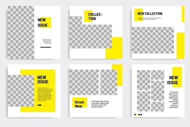 Sarı renk temalı asgari kare pankart. Sosyal medya paylaşımı için düzenlenebilir geometrik afiş şablonu, hikayeler, hikaye, el ilanı.