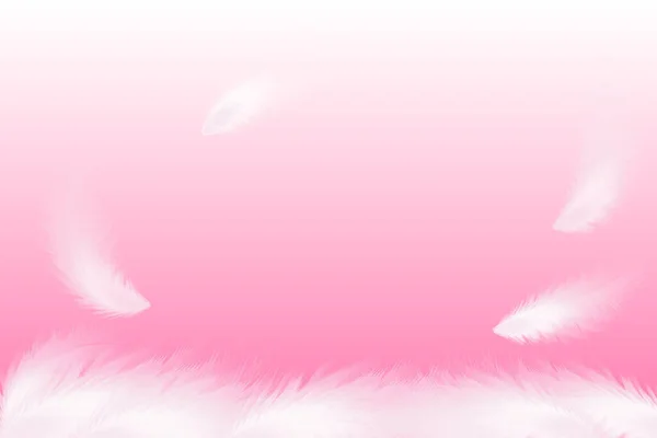 最小的抽象框架鸟毛皮 羽质在柔软的粉红色背景 矢量说明 — 图库矢量图片