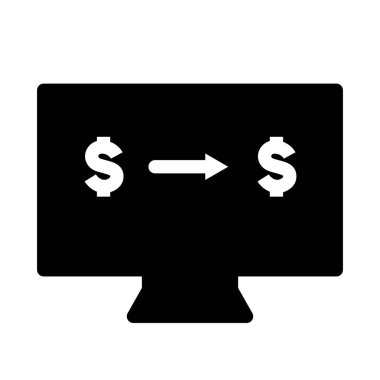 İş, Bankacılık ve Finans simgesi kabartma veya sağlam stil, internet bankacılığı üzerinden fon transferi