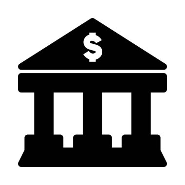 Banka binası simgesi sağlam kabartma şeklinde. vektör illüstrasyonu