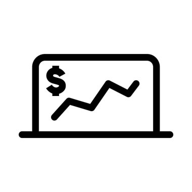 Dolar para birimi simgesi içeren istatistiksel veri grafiği, ana hatlı veya satır biçiminde vektör illüstrasyonu