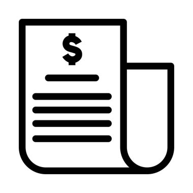 Uzun belge, bilanço banka hesabı, ana hatlı veya satır biçiminde simge vektör illüstrasyonu