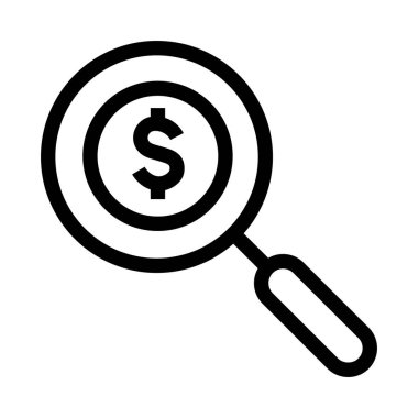 Para arama geçmişi simgesi, ana hatlar veya satır biçiminde vektör illüstrasyonu