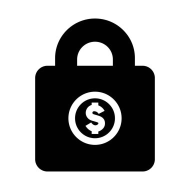 İş, Bankacılık ve Finans simgesi, dolarla birlikte asma kilit katı kabartma biçiminde.