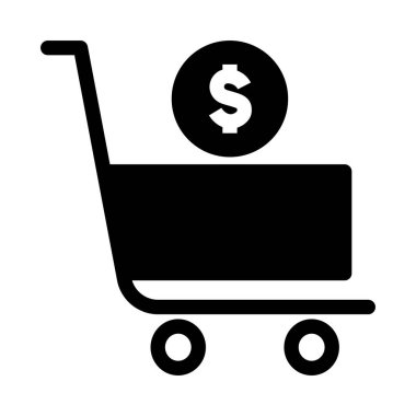 İş ve Bankacılık simgesi, ödeme ikonu için sağlam kabartma biçiminde paralı alışveriş arabası