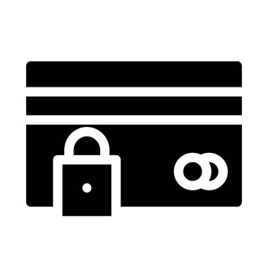 İş, Bankacılık ve Finans simgesi, ödeme güvenli koruma, kredi kartı vektör ilüstrasyonu katı glifli