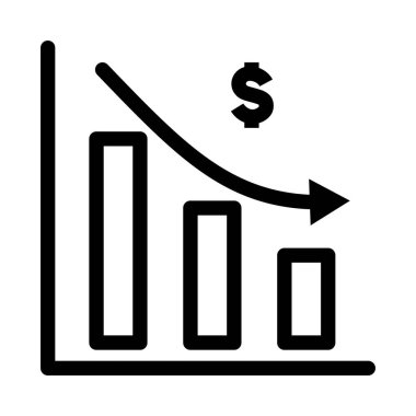 Çubuk grafiği değişim simgesi azaltılıyor, ana hatlar veya satır biçiminde vektör illüstrasyonu