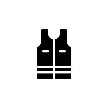 Can yeleği vektör simgesi sert, siyah düz stil