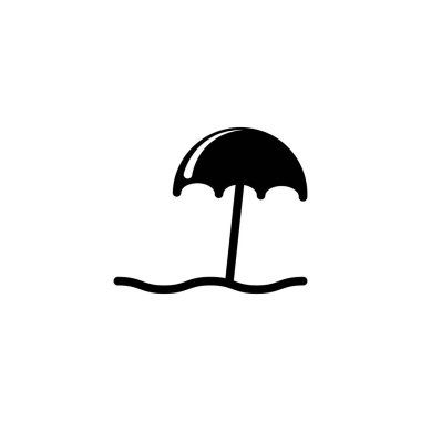 Şemsiye plajı, güneş banyosu vektör simgesinin katı bir stili var.