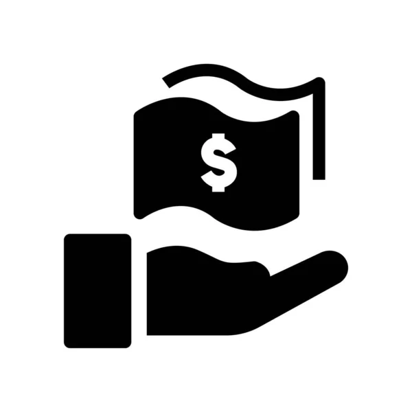 Рука Получить Долларовые Деньги Круглый Значок Твердом Стиле Глифа — стоковый вектор