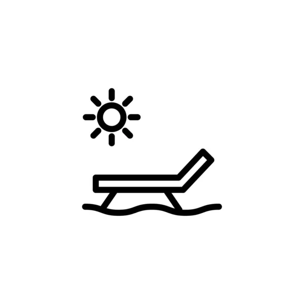 ビーチベクトルアイコンの日光浴のアウトライン ラインスタイル — ストックベクタ