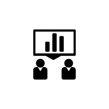 İş adamları sunum ikonu yapıyor. vektör illüstrasyonu