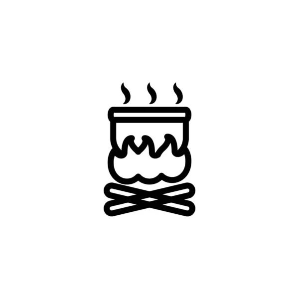 Meal Boiling Bonfire Cooking Tool Icon Vector Illustration — Stock Vector