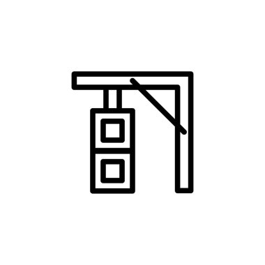 Kare trafik ışığı simgesini asan basit bir taslak çizgisi. Vektör illüstrasyonu