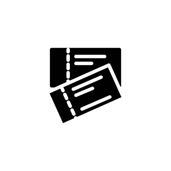 Icône Papier Billet Solide Noir Transport Public Illustration Vectorielle — Image vectorielle
