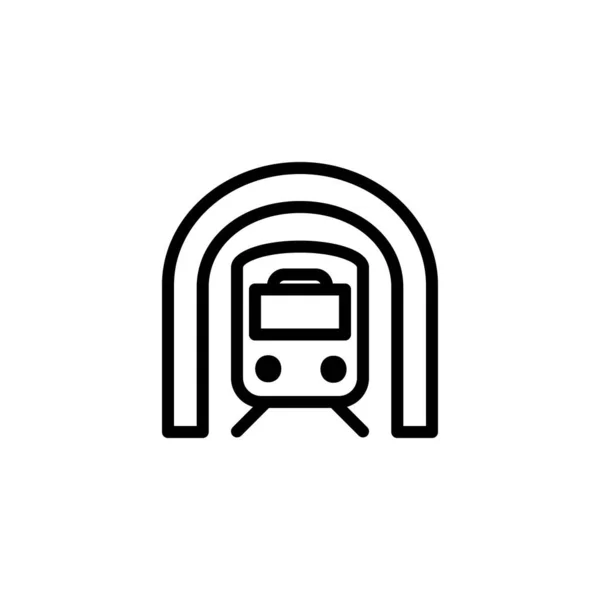 Trem Ícone Túnel Estilo Linha Esboço Simples Ilustração Vetorial —  Vetores de Stock