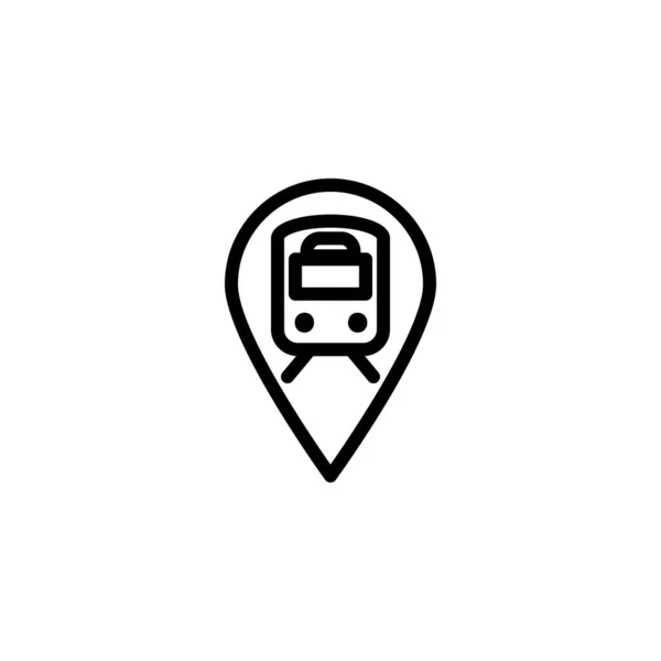 Простий Контур Лінії Залізничного Вокзалу Значок Розташування Штифта Векторні Ілюстрації — стоковий вектор