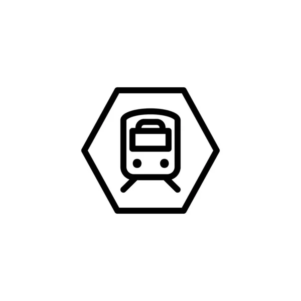 Ícone Sinal Trem Hexagonal Estilo Linha Esboço Simples Ilustração Vetorial —  Vetores de Stock