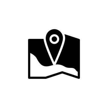 pin haritası konumu katı siyah simge. Vektör illüstrasyonu