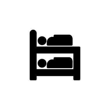 Kapsül pansiyonunun ranzasında siyah simge var. Vektör illüstrasyonu