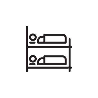 Kapsül pansiyonu ranza ana hat simgesi. Vektör illüstrasyonu