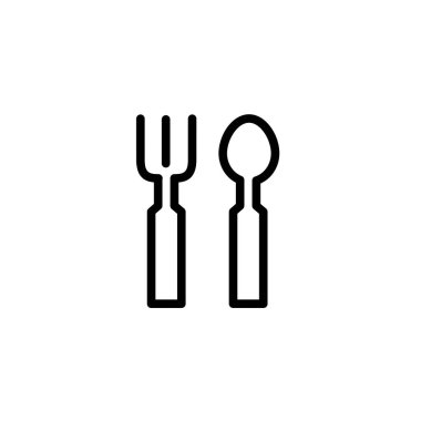 kaşık ve çatal işareti ana hat simgesi. Vektör illüstrasyonu
