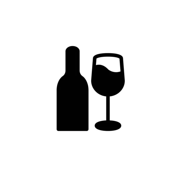 Vino Botella Vidrio Sólido Icono Negro Ilustración Vectorial — Archivo Imágenes Vectoriales