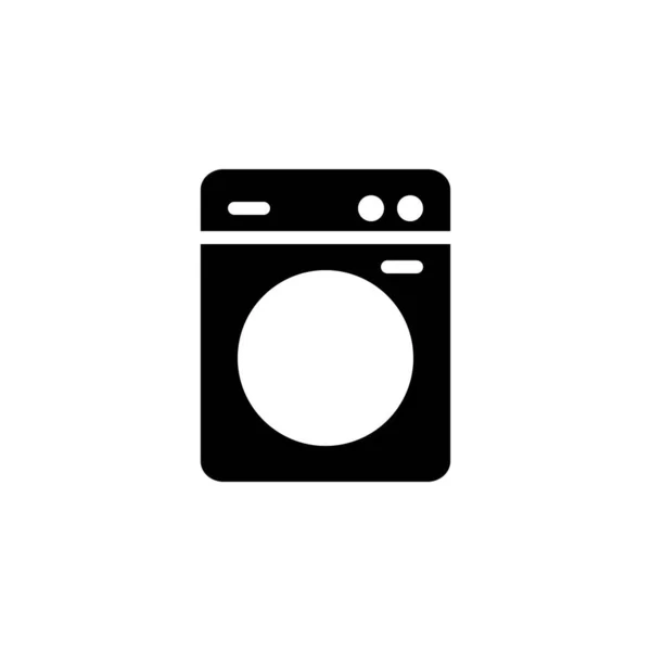 Máquina Lavar Roupa Ícone Preto Sólido Ilustração Vetorial — Vetor de Stock