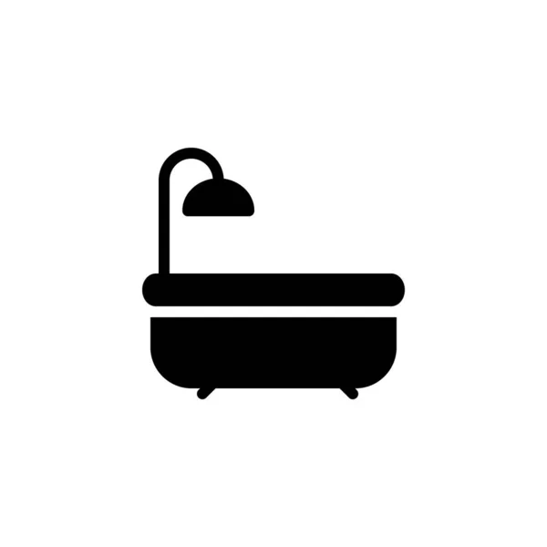 Bathtub Shower Sign Symbol Solid Black Icon Vector Illustration — Stock Vector