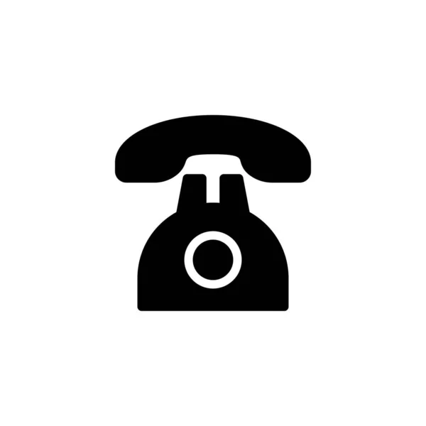 Vintage Telephone Sign Symbol Solid Black Icon Vector Illustration — Stock Vector