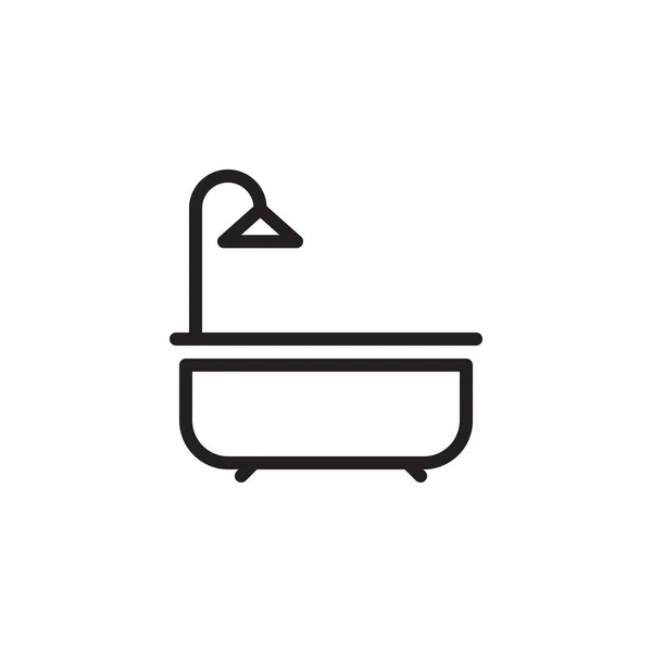 Bathtub Shower Sign Symbol Outline Line Icon Vector Illustration — Stock Vector