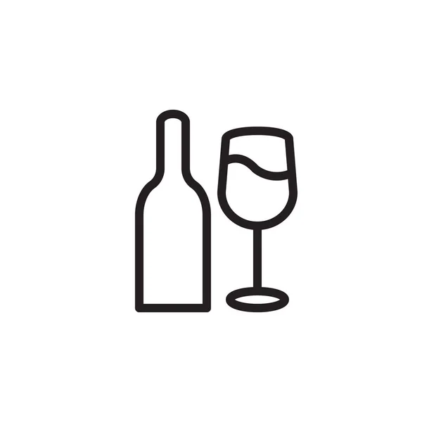 Wine Bottle Glass Outline Line Icon Vector Illustration — Stock Vector
