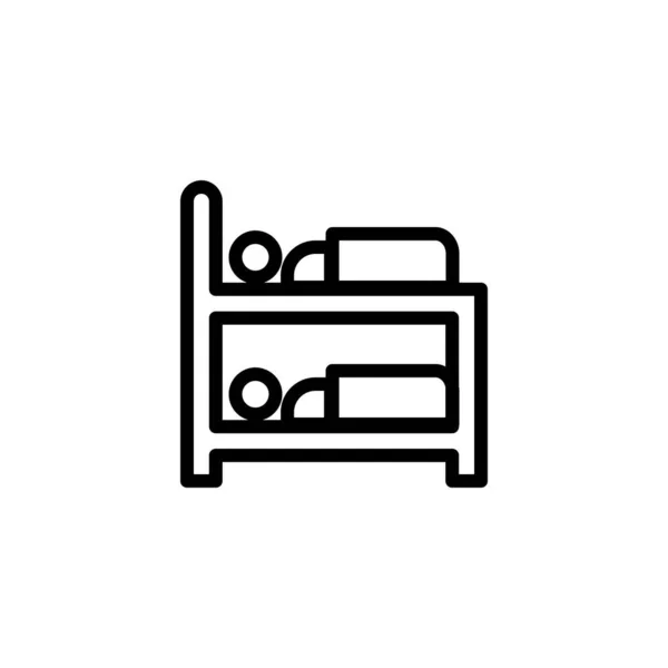 Cápsula Hostal Litera Contorno Línea Icon Vector Ilustración — Vector de stock