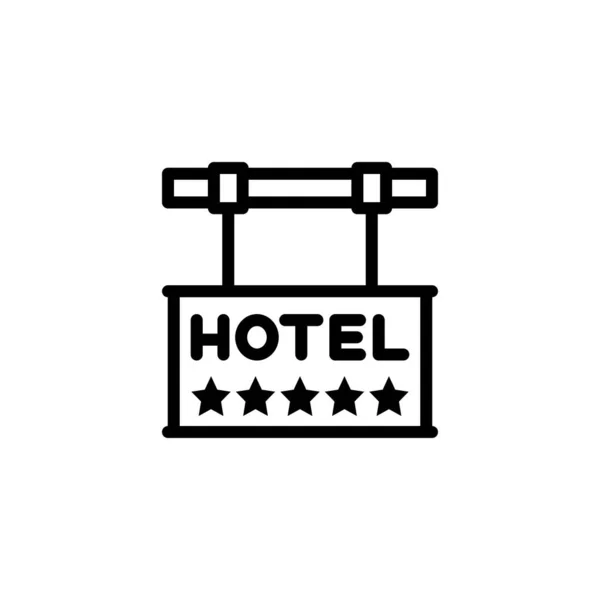 Hängende Hotel Schild Umreißen Linie Icon Vector Illustration — Stockvektor