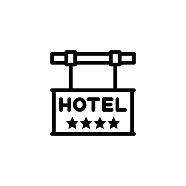 Hanging Hotel Sign Board Outline Icon Vector Illustration — стоковый вектор