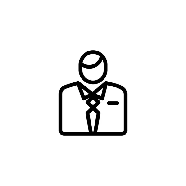 Businessman Office Worker Outline Icon Vector Illustration — стоковый вектор