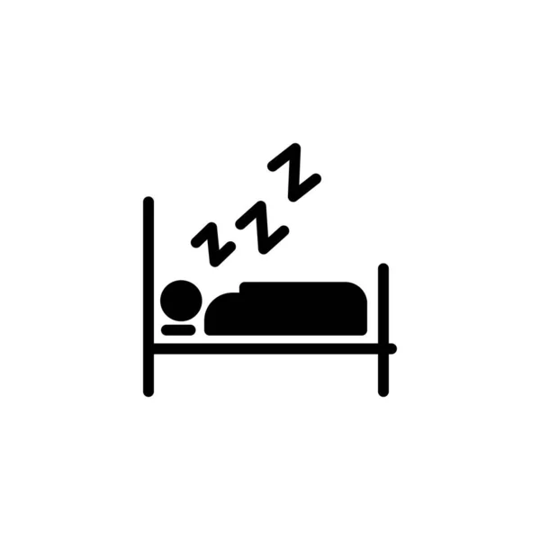 Durmiendo Mala Habitación Sólido Icono Negro Ilustración Vectorial — Vector de stock